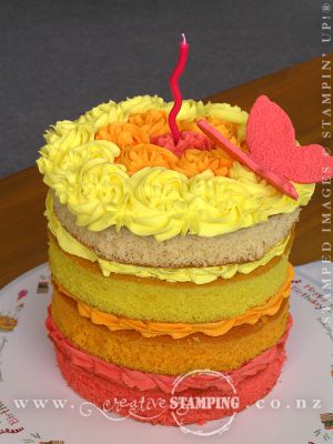 Butterfly Cake with Beautifully Baroque embossing folder impression