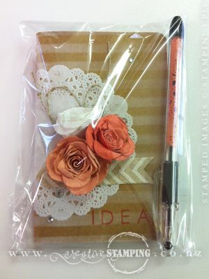 Kraft Grid Journal with Rolled Roses