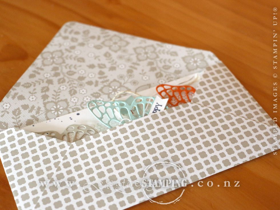 Butterfly Basics Happy Card and coordinating envelope created using the Envelope Punch Board