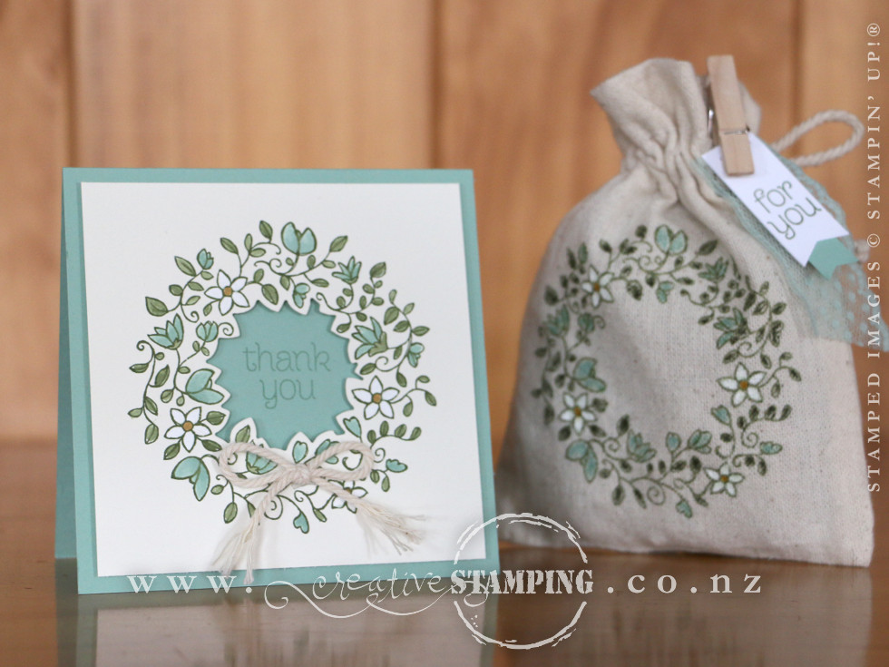 Circle of Spring Thank You Card and Mini Muslin Bag