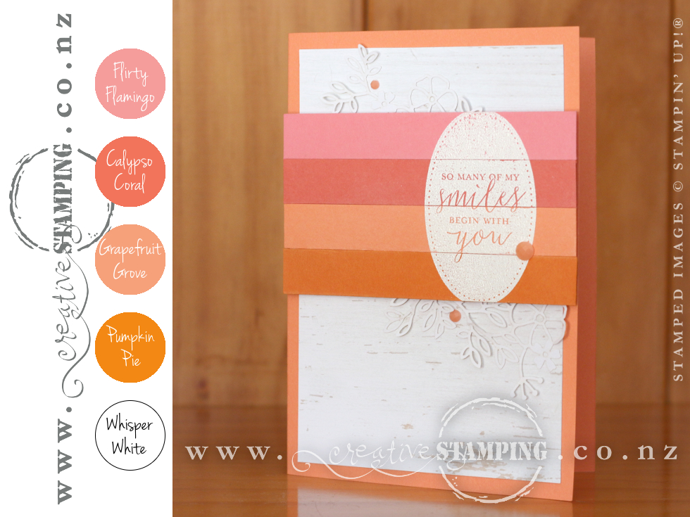 Detailed With Love Smile Friendship Card | Flirty Flamingo, Calypso Coral, Grapefruit Grove, Pumpkin Pie, Whisper White