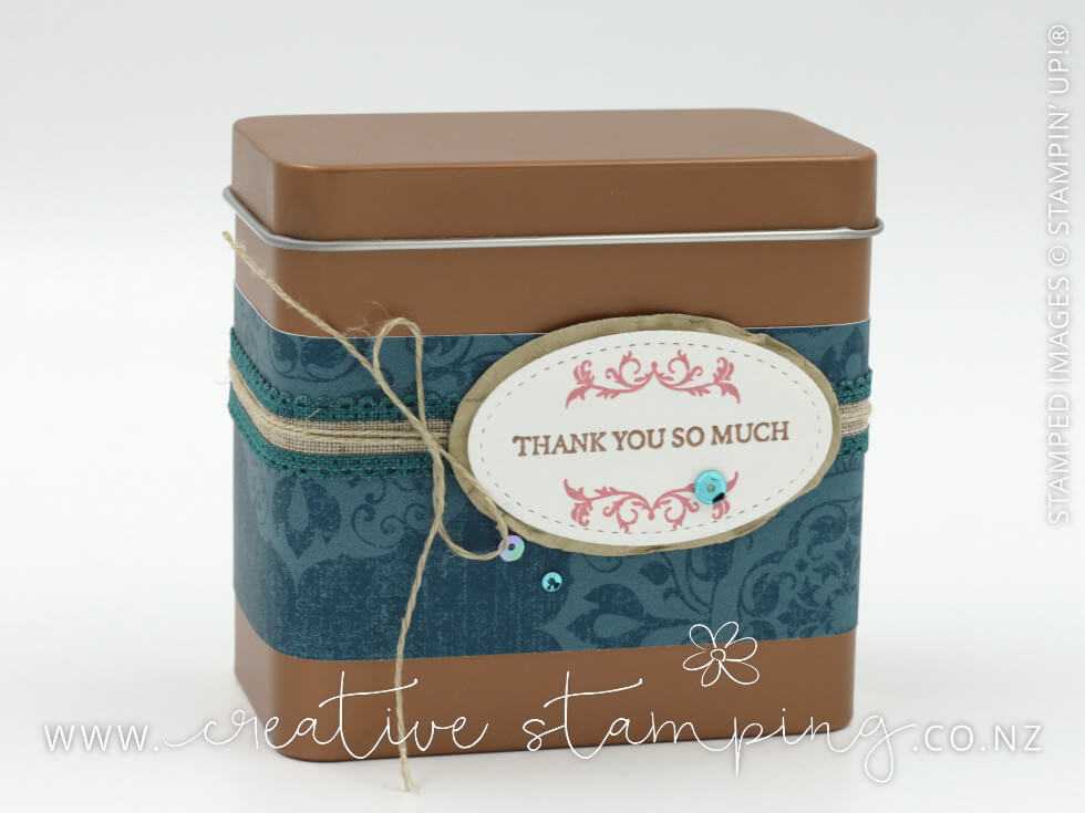 Woven Threads Thank You Copper Tea Tin