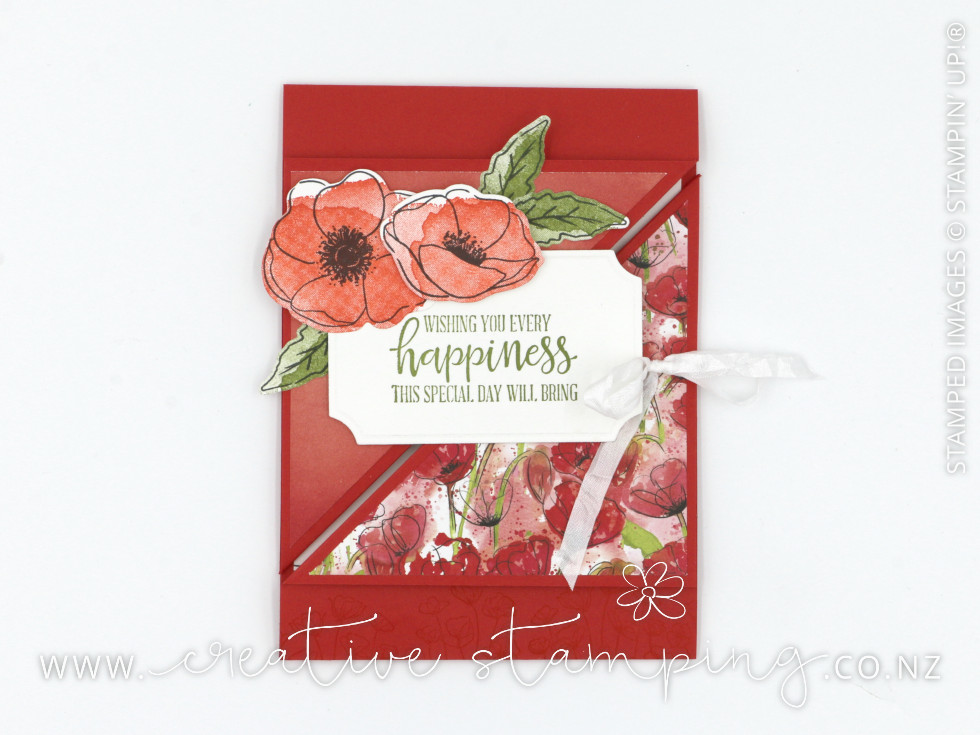 Painted Poppies Triangular Tri-Fold Birthday Card