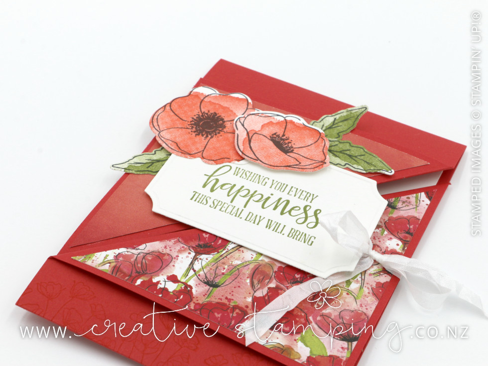 Painted Poppies Triangular Tri-Fold Birthday Card