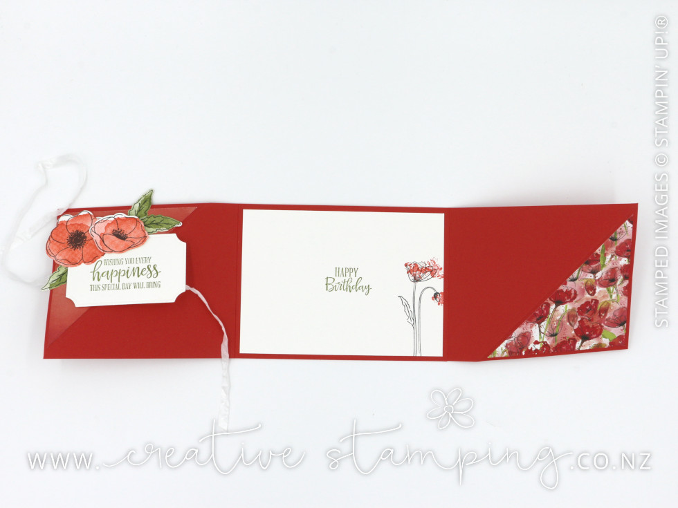 Painted Poppies Triangular Tri-Fold Birthday Card
