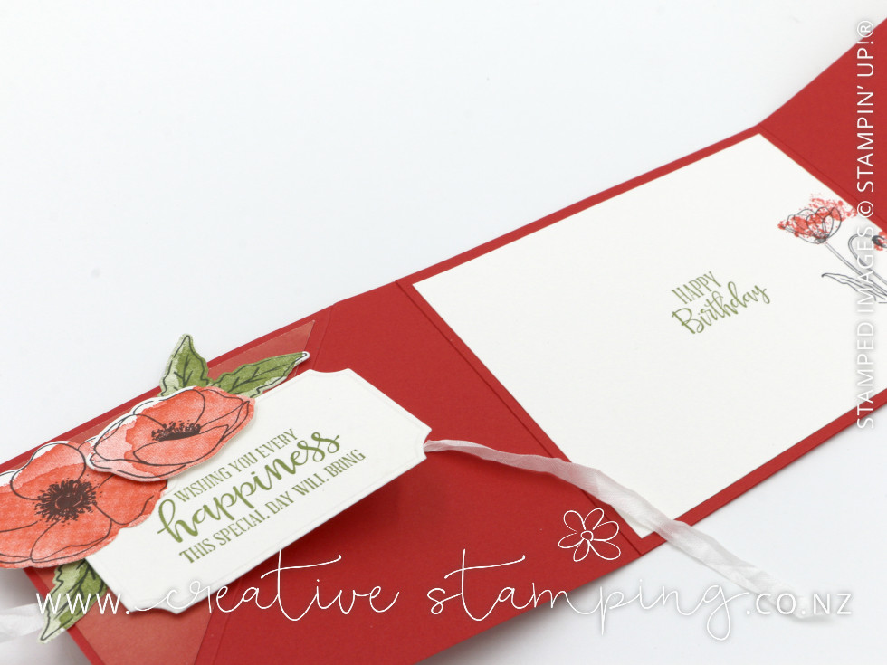 Painted Poppies Triangular Tri-Fold Birthday Card