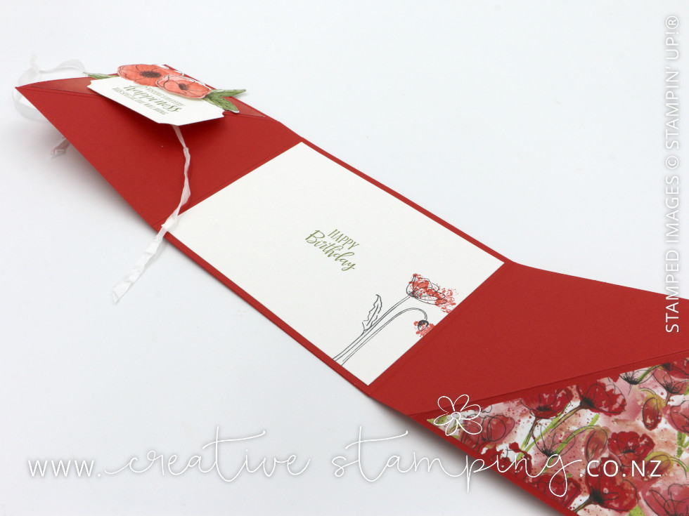 Painted Poppies Triangular Tri-Fold Birthday Card