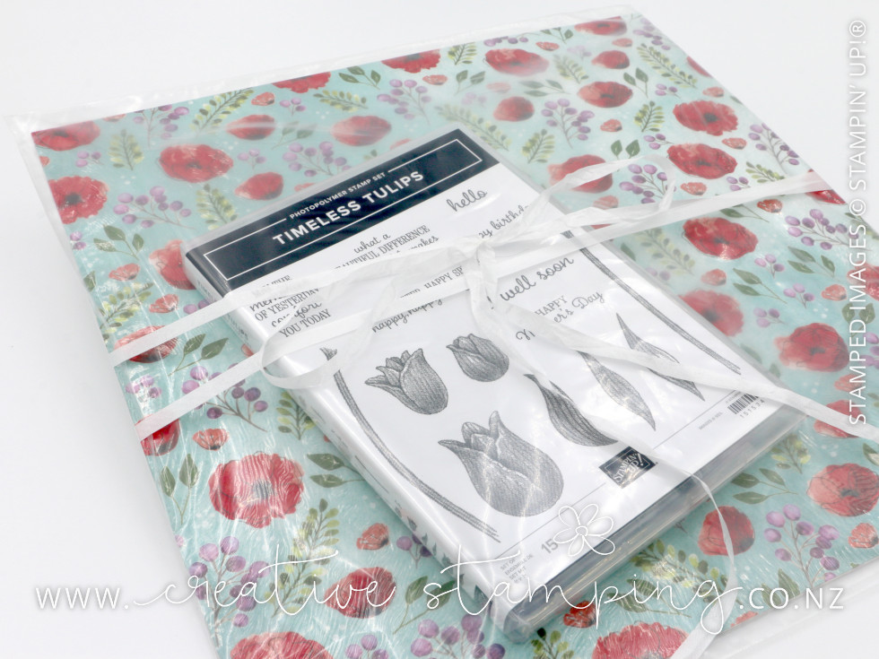 Mini Catalogue Launch Party Prize Draw with the Timeless Tulips stamp set and Peaceful Poppies Designer Series Paper