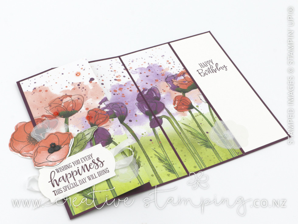Painted Poppies Three-Panel Tri-Fold Birthday Card