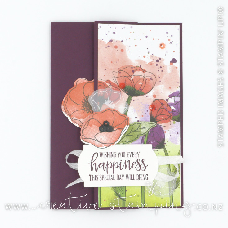 Painted Poppies Three-Panel Tri-Fold Birthday Card