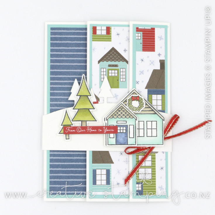 Trimming the Town Layered Fancy Fold Christmas Card
