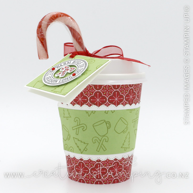Warm Hugs Mini Coffee Cup Candy Cane Gift
