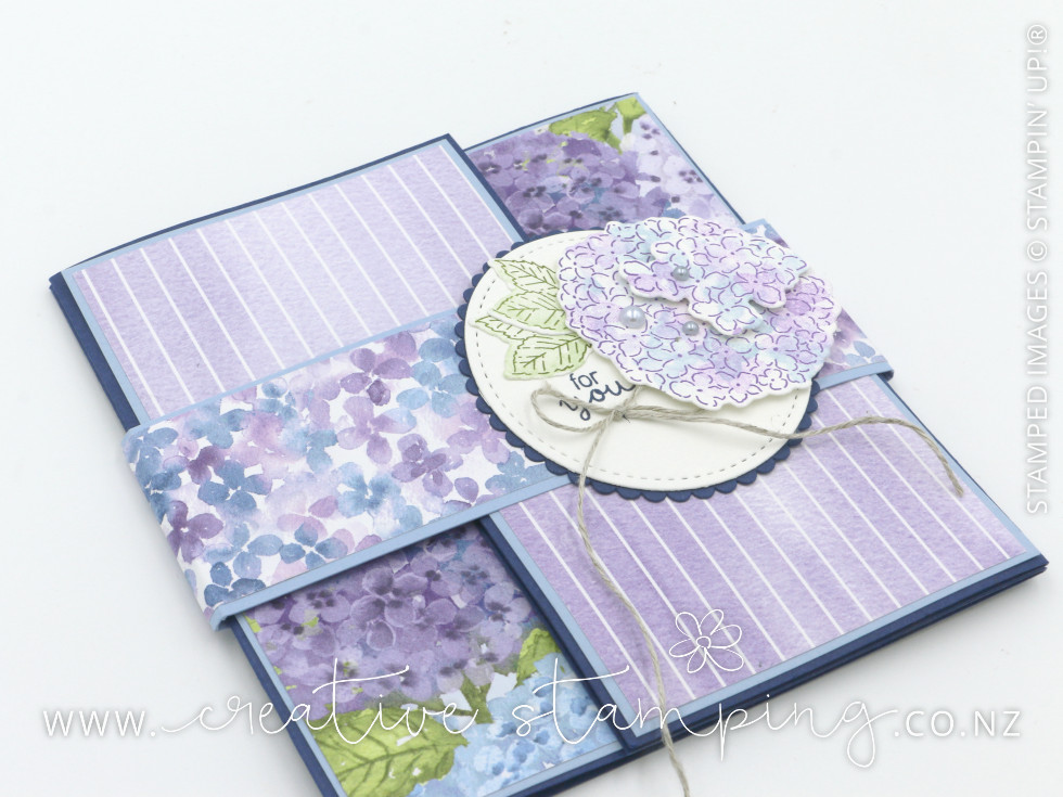 Hydrangea Hill Flip Flap Gate Fold Card  |  Designed by Jacque Williams, inspired by Jo Blackman