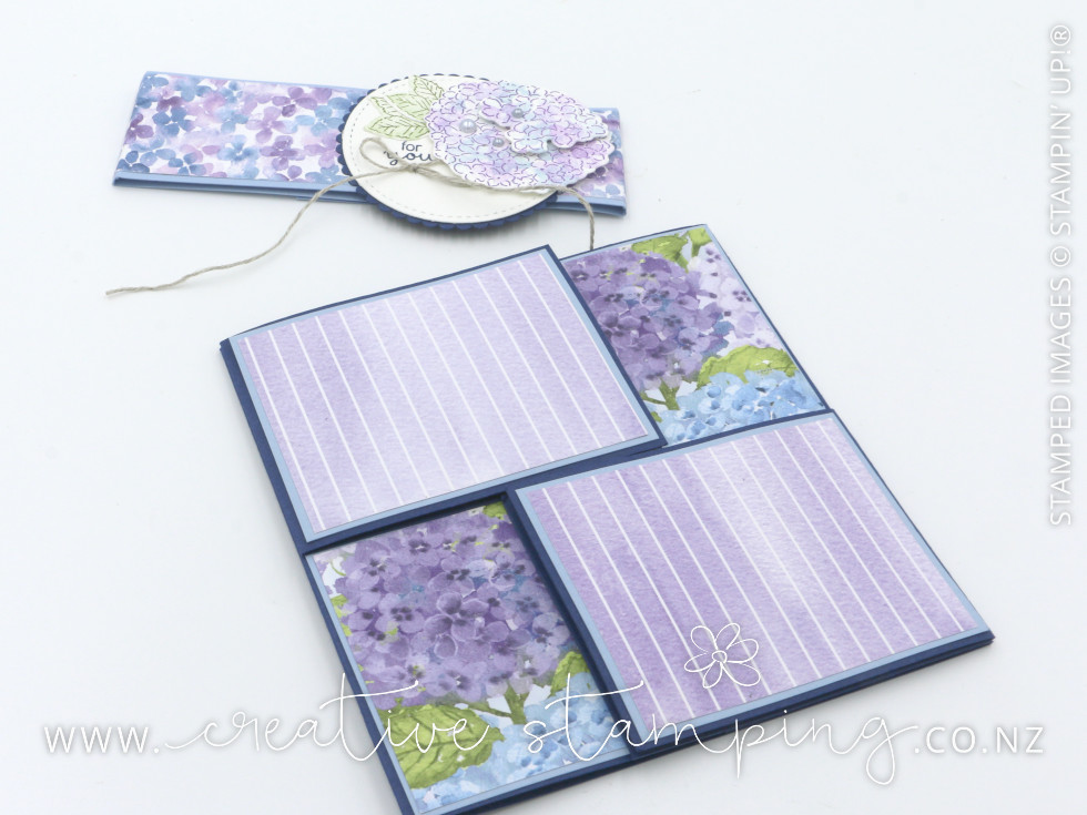 Hydrangea Hill Flip Flap Gate Fold Card  |  Designed by Jacque Williams, inspired by Jo Blackman