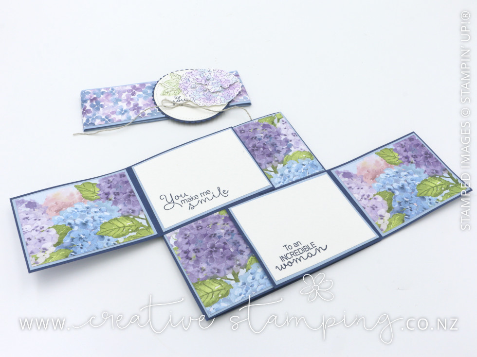 Hydrangea Hill Flip Flap Gate Fold Card  |  Designed by Jacque Williams, inspired by Jo Blackman
