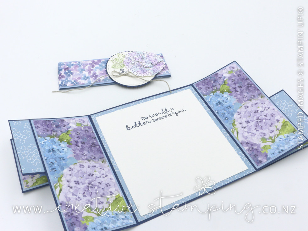 Hydrangea Hill Flip Flap Gate Fold Card  |  Designed by Jacque Williams, inspired by Jo Blackman