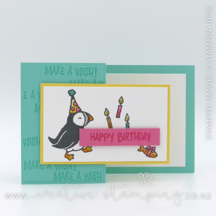 Party Puffins Z-Fold Birthday Card