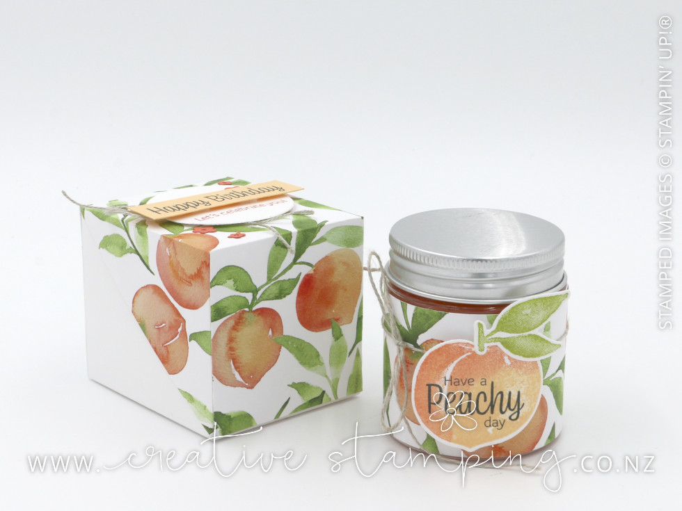 Sweet as a Peach Diagonal Hinged Gift Box with Mini Jam Jar