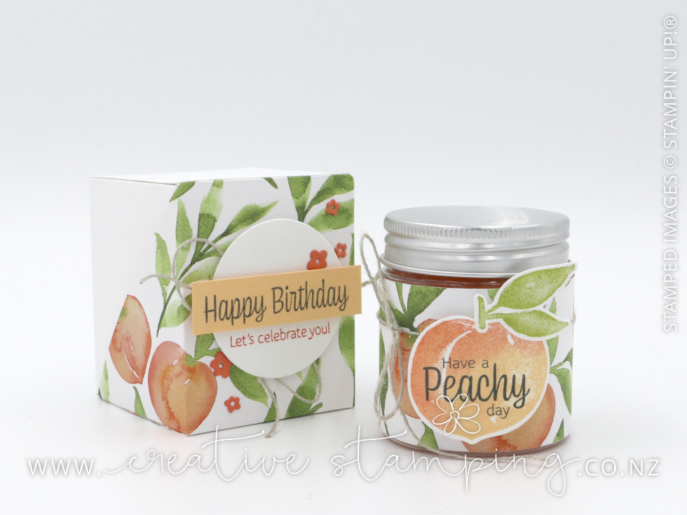 Sweet as a Peach Diagonal Hinged Gift Box with Mini Jam Jar