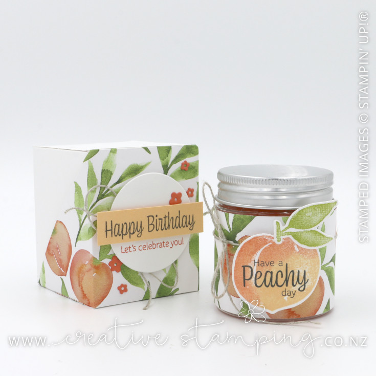 Sweet as a Peach Diagonal Hinged Gift Box with Mini Jam Jar
