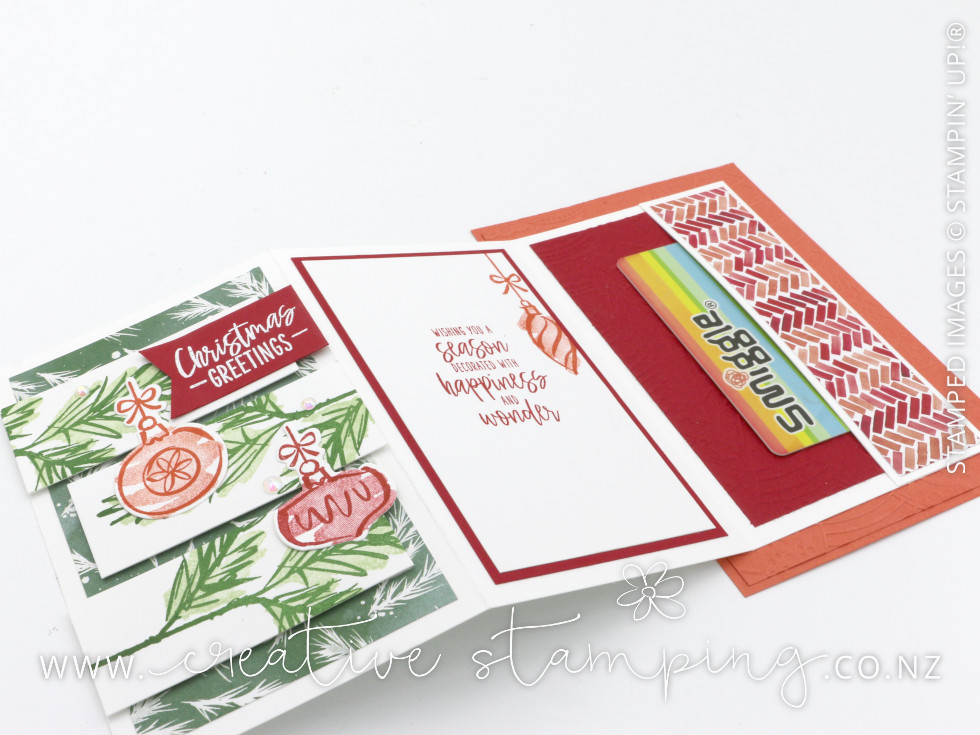 Deocrated with Happiness Concertina Christmas Card with Gift Voucher Pocket