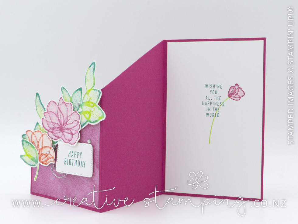 Translucent Florals Angled Z-Fold Birthday Card Translucent Florals Angled Z-Fold Birthday Card
