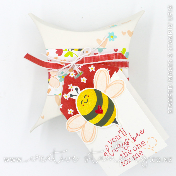Bee My Valentine Square Pillow Box and Gift Tag