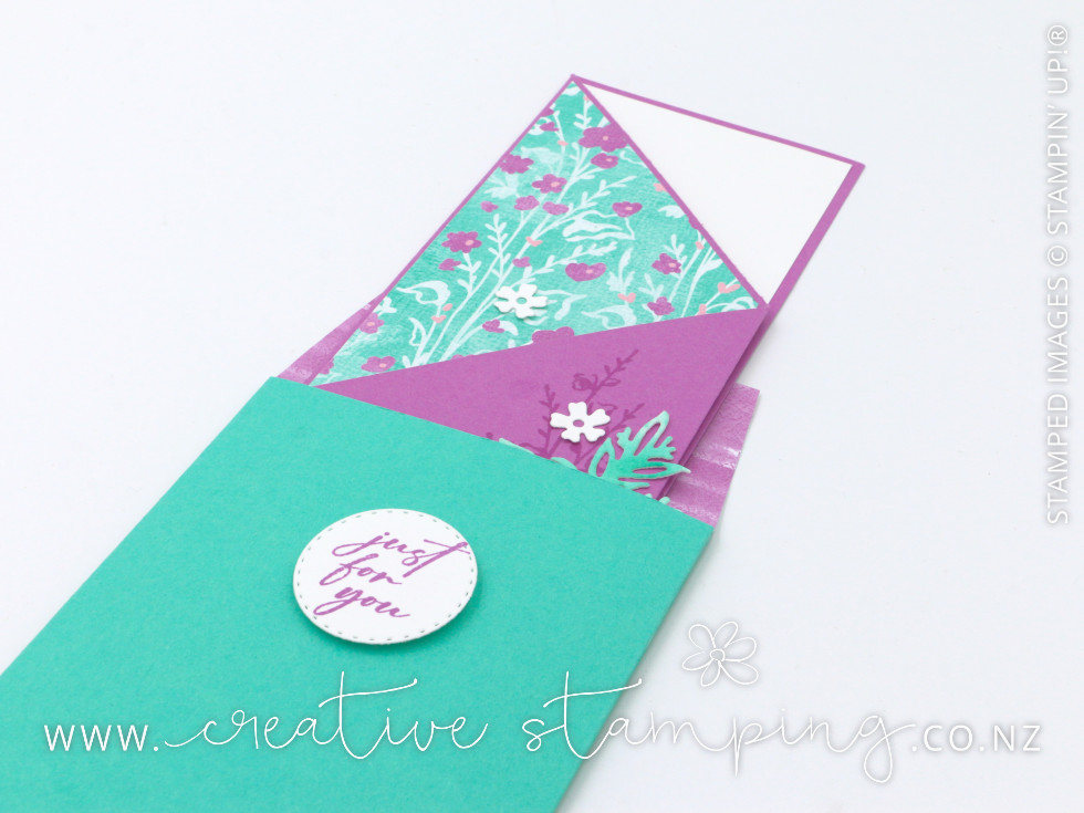 Unbounded Beauty Z-Fold Slimline Birthday Card and custom envelope