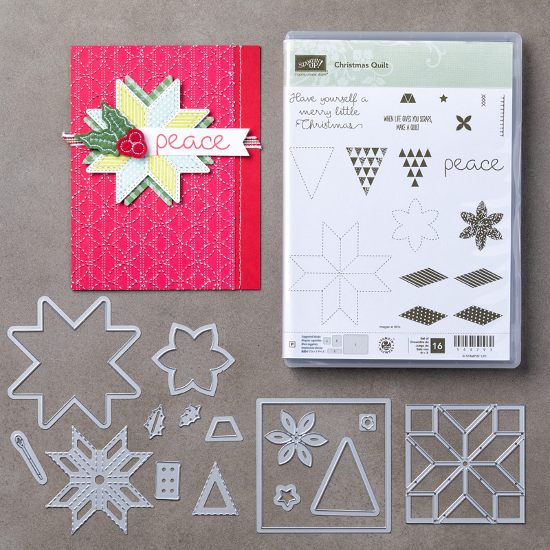 Christmas Quilt Photopolymer Stamp Set + Quilt Builder Framelits Dies Bundle
