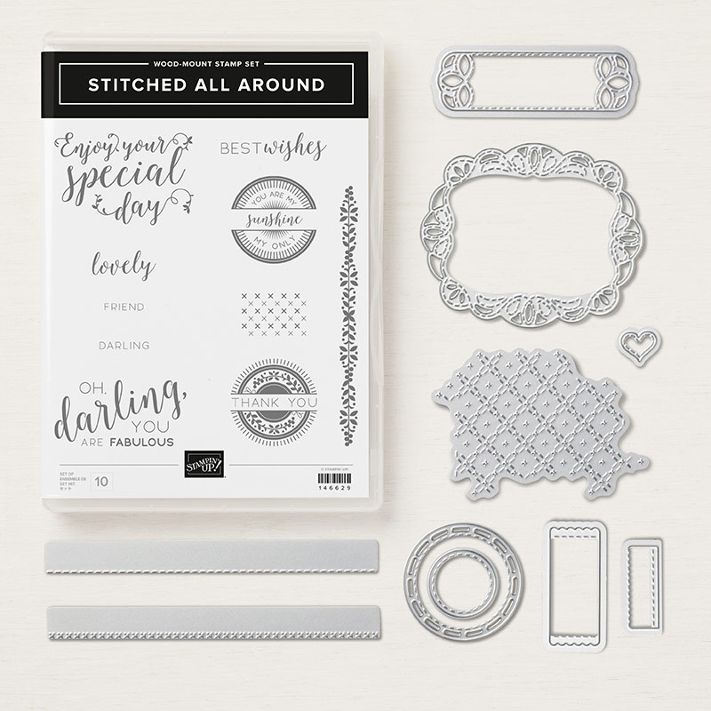 Stitched All Around Stamp Set + Stitched Labels Framelits Dies