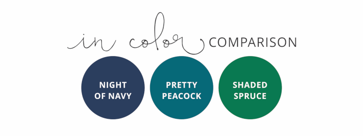 2019-2021 In Color Comparison: Night of Navy, Pretty Peacock, Shaded Spruce