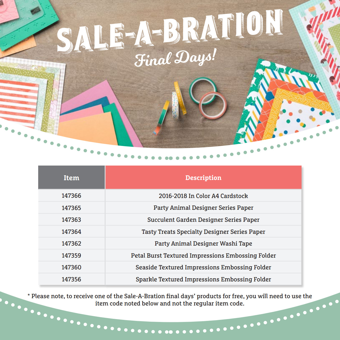 Sale-A-Bration Final Days, Even More Products! | Stampin' Up!'s Biggest Sales Event - click to view PDF