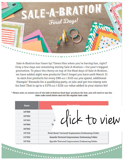 2017 Sale-A-Bration Final Days - click to view