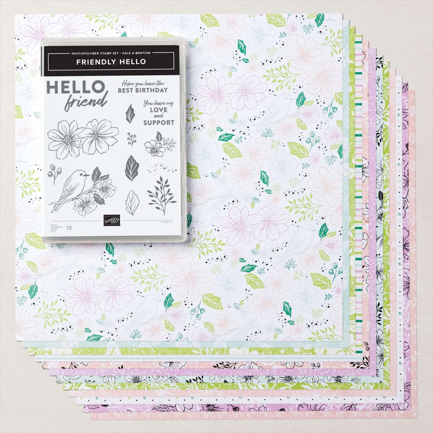 Friendly Hello Stamp Set + Friendly Hello 12" x 12" Designer Series Paper  |  Image &copy; 2022 Stampin' Up!